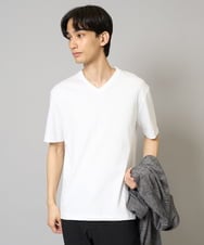 KHKGV41039 a.v.v MEN(アー・ヴェ・ヴェ) 【定番アイテム】ハイクオリティーコットンシルケットＶネックＴシャツ ホワイト