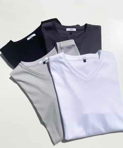 KHKGV41039 a.v.v MEN 【定番アイテム】ハイクオリティーコットンシルケットＶネックＴシャツ