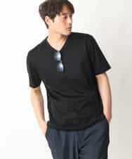 KHKGV41039 a.v.v MEN(アー・ヴェ・ヴェ) 【定番アイテム】ハイクオリティーコットンシルケットＶネックＴシャツ ブラック