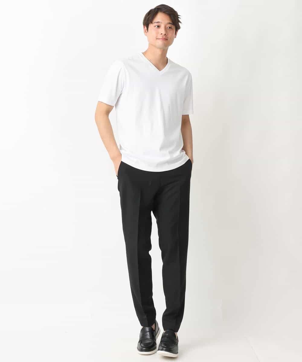 KHKGV41039 a.v.v MEN(アー・ヴェ・ヴェ) 【定番アイテム】ハイクオリティーコットンシルケットＶネックＴシャツ ブラック