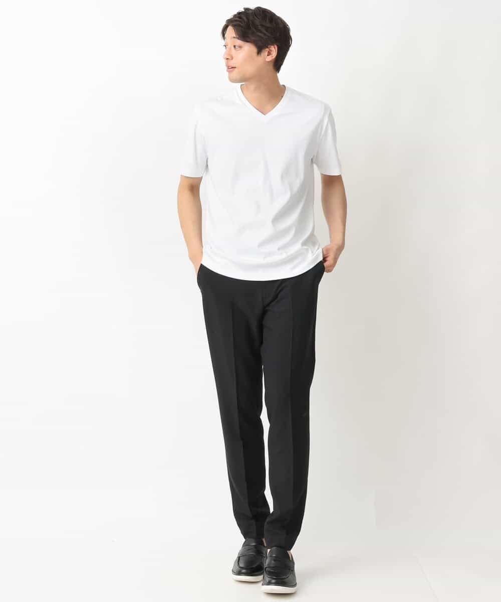 KHKGV41039 a.v.v MEN(アー・ヴェ・ヴェ) 【定番アイテム】ハイクオリティーコットンシルケットＶネックＴシャツ ブラック