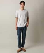 KHKGV41039 a.v.v MEN(アー・ヴェ・ヴェ) 【定番アイテム】ハイクオリティーコットンシルケットＶネックＴシャツ ブラック