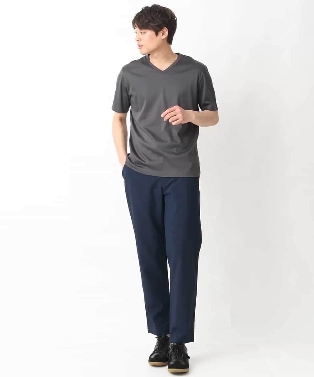 KHKGV41039 a.v.v MEN(アー・ヴェ・ヴェ) 【定番アイテム】ハイクオリティーコットンシルケットＶネックＴシャツ ブラック