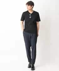 KHKGV41039 a.v.v MEN(アー・ヴェ・ヴェ) 【定番アイテム】ハイクオリティーコットンシルケットＶネックＴシャツ ブラック