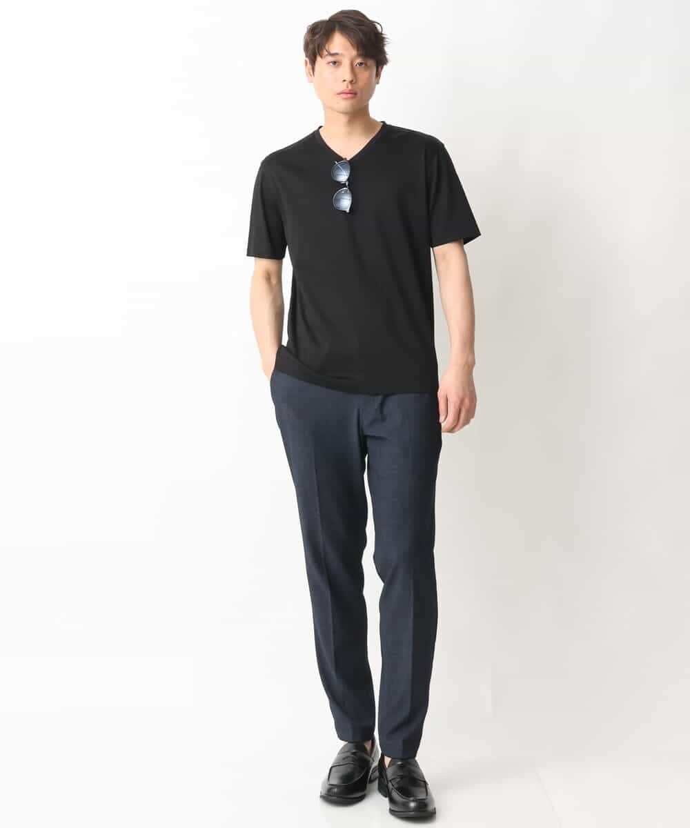 KHKGV41039 a.v.v MEN(アー・ヴェ・ヴェ) 【定番アイテム】ハイクオリティーコットンシルケットＶネックＴシャツ ブラック