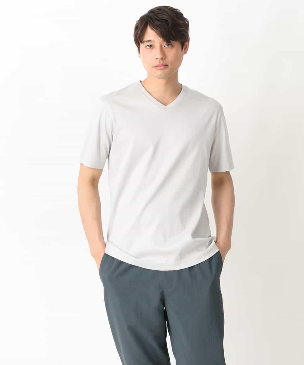 KHKGV41039 a.v.v MEN(アー・ヴェ・ヴェ) 【定番アイテム】ハイクオリティーコットンシルケットＶネックＴシャツ ブラック