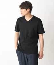 KHKGV41039 a.v.v MEN(アー・ヴェ・ヴェ) 【定番アイテム】ハイクオリティーコットンシルケットＶネックＴシャツ ブラック