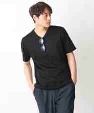 KHKGV41039 a.v.v MEN(アー・ヴェ・ヴェ) 【定番アイテム】ハイクオリティーコットンシルケットＶネックＴシャツ ブラック