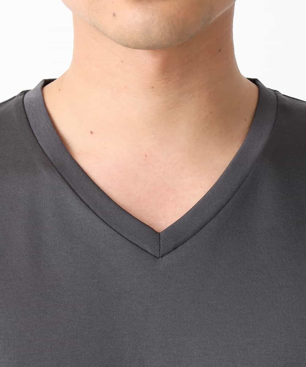 KHKGV41039 a.v.v MEN(アー・ヴェ・ヴェ) 【定番アイテム】ハイクオリティーコットンシルケットＶネックＴシャツ ブラック