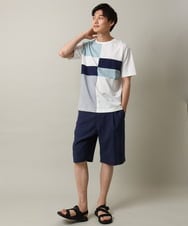 KHKGV46039 a.v.v MEN(アー・ヴェ・ヴェ) パッチワーク切り替えカットソー(デザテクシリーズ） ベージュ