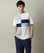 KHKGV46039 a.v.v MEN(アー・ヴェ・ヴェ) パッチワーク切り替えカットソー(デザテクシリーズ） ベージュ