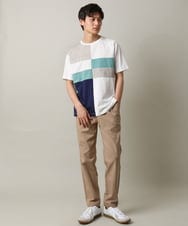 KHKGV46039 a.v.v MEN(アー・ヴェ・ヴェ) パッチワーク切り替えカットソー(デザテクシリーズ） ベージュ