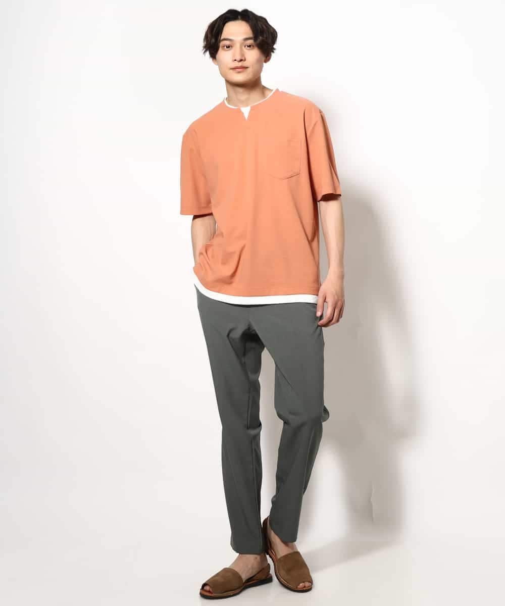 KHKGV50044 a.v.v MEN(アー・ヴェ・ヴェ) 【定番アイテム】梨地フェイクレイヤードカットソー(Good Teeシリーズ） ダークグレー