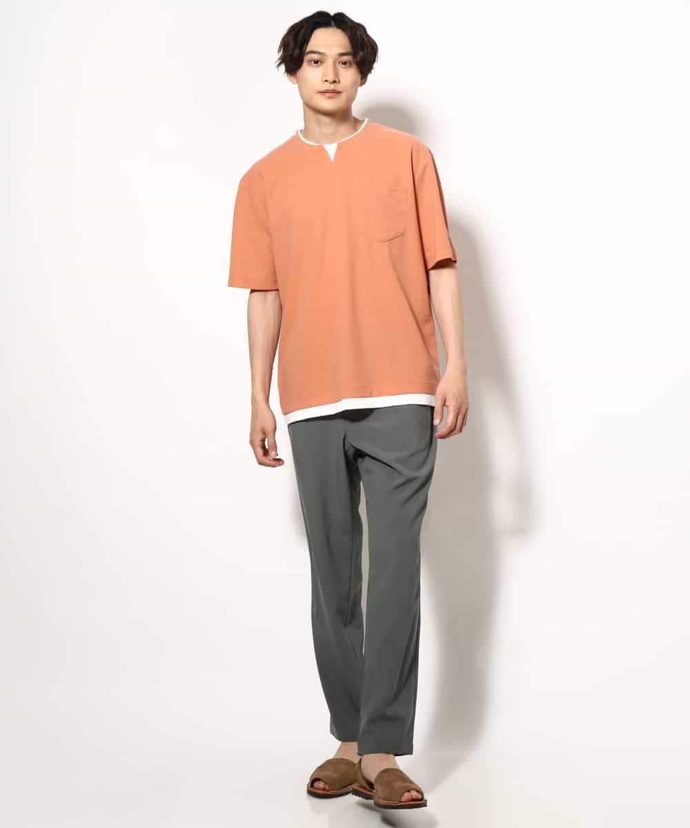 KHKGV50044 a.v.v MEN(アー・ヴェ・ヴェ) 【定番アイテム】梨地フェイクレイヤードカットソー(Good Teeシリーズ） ダークグレー