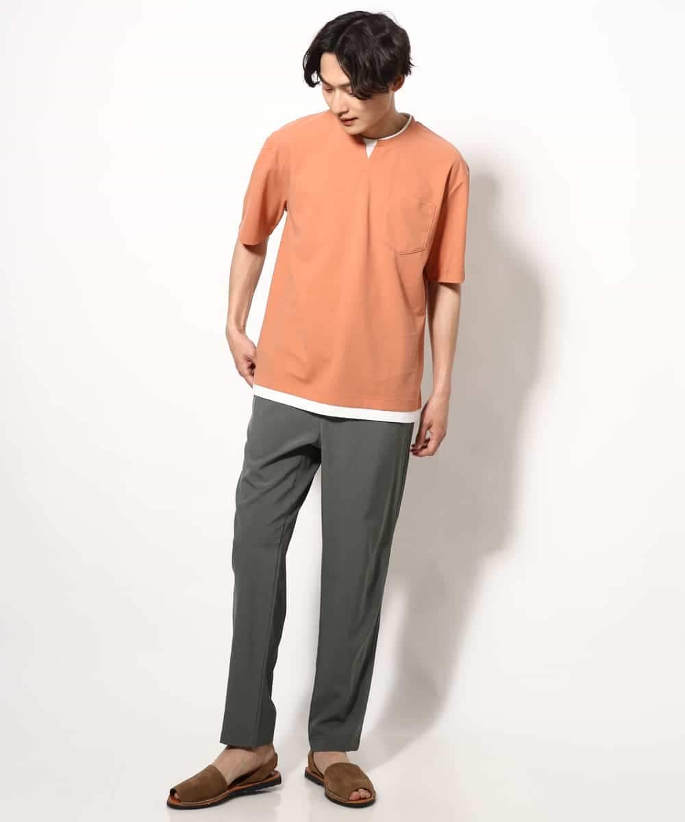 KHKGV50044 a.v.v MEN(アー・ヴェ・ヴェ) 【定番アイテム】梨地フェイクレイヤードカットソー(Good Teeシリーズ） ダークグレー
