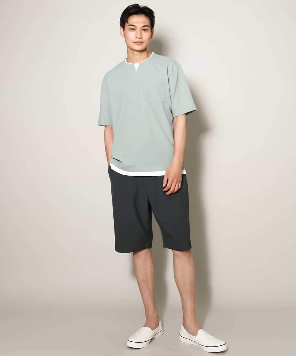 KHKGV50044 a.v.v MEN(アー・ヴェ・ヴェ) 【定番アイテム】梨地フェイクレイヤードカットソー(Good Teeシリーズ） ダークグレー