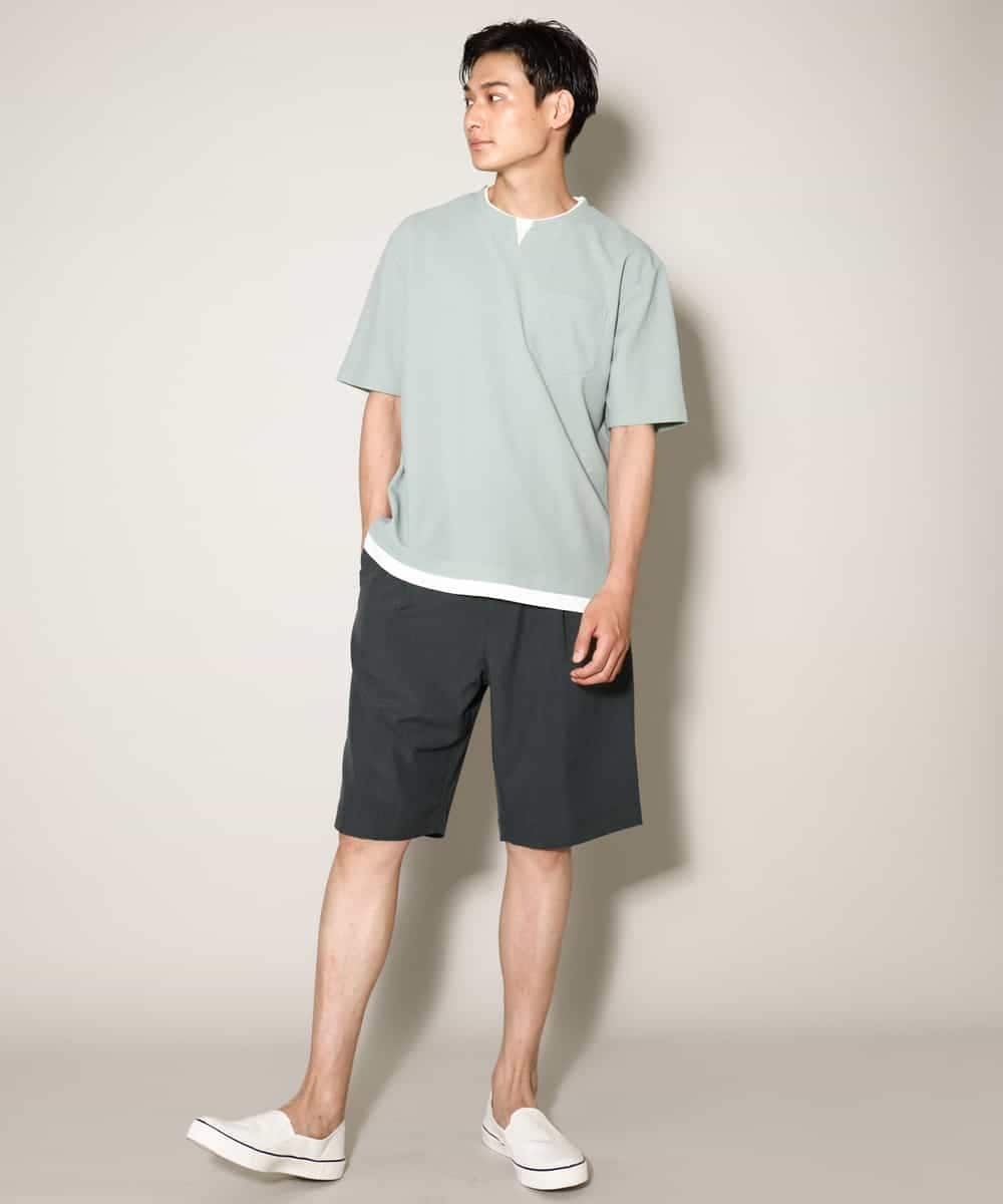 KHKGV50044 a.v.v MEN(アー・ヴェ・ヴェ) 【定番アイテム】梨地フェイクレイヤードカットソー(Good Teeシリーズ） ダークグレー