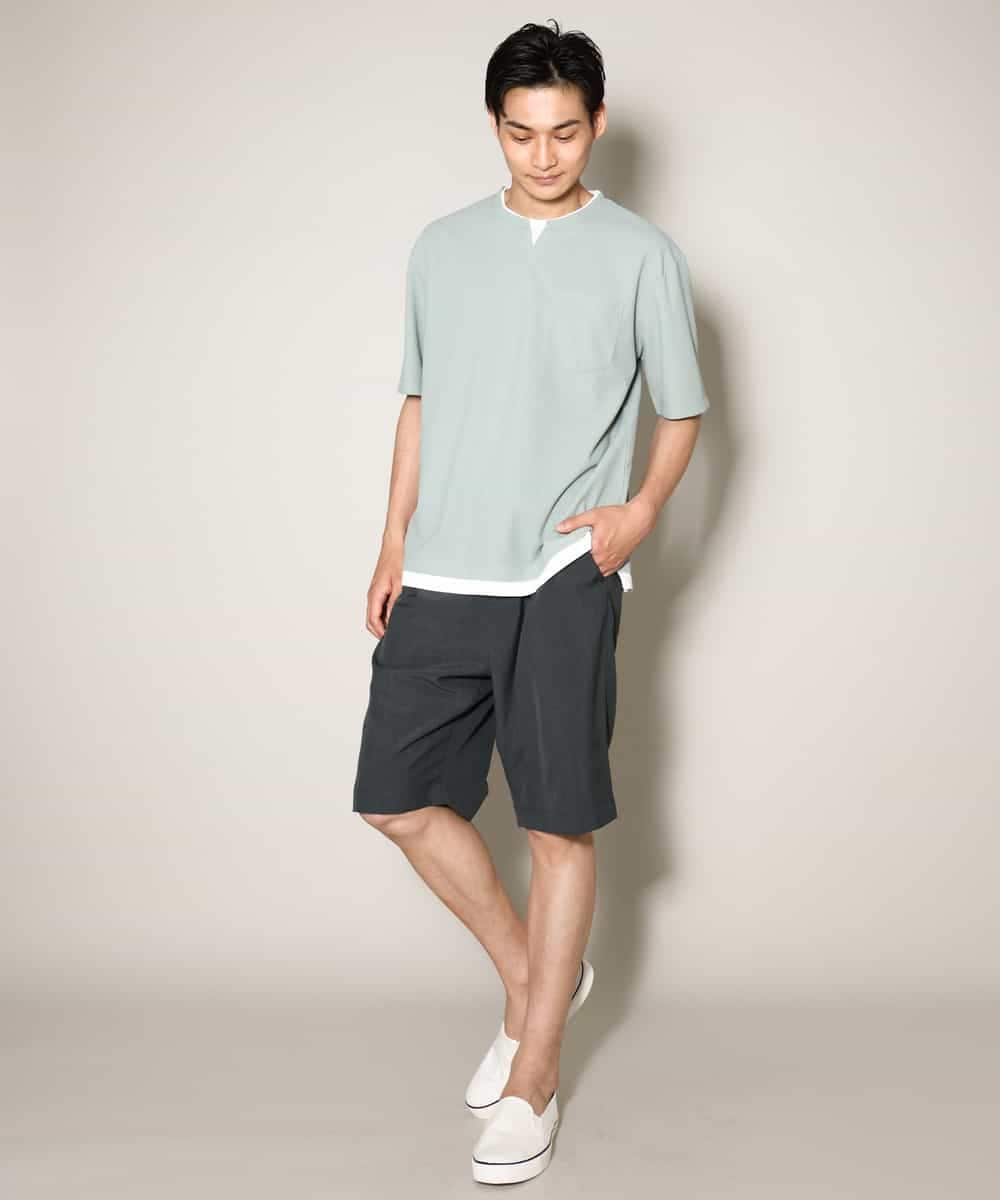 KHKGV50044 a.v.v MEN(アー・ヴェ・ヴェ) 【定番アイテム】梨地フェイクレイヤードカットソー(Good Teeシリーズ） ダークグレー