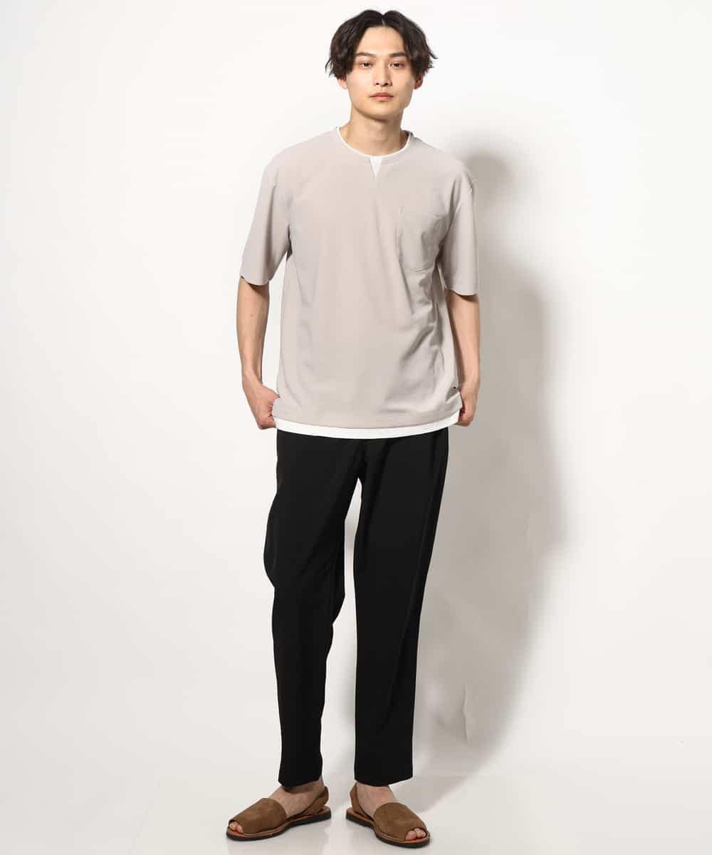 KHKGV50044 a.v.v MEN(アー・ヴェ・ヴェ) 【定番アイテム】梨地フェイクレイヤードカットソー(Good Teeシリーズ） ダークグレー