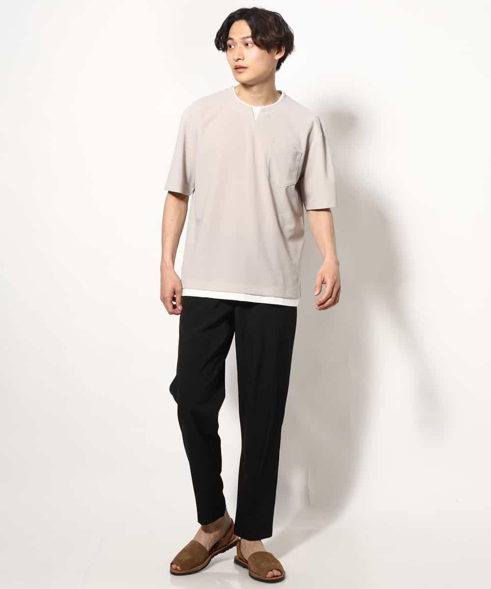 KHKGV50044 a.v.v MEN(アー・ヴェ・ヴェ) 【定番アイテム】梨地フェイクレイヤードカットソー(Good Teeシリーズ） ダークグレー