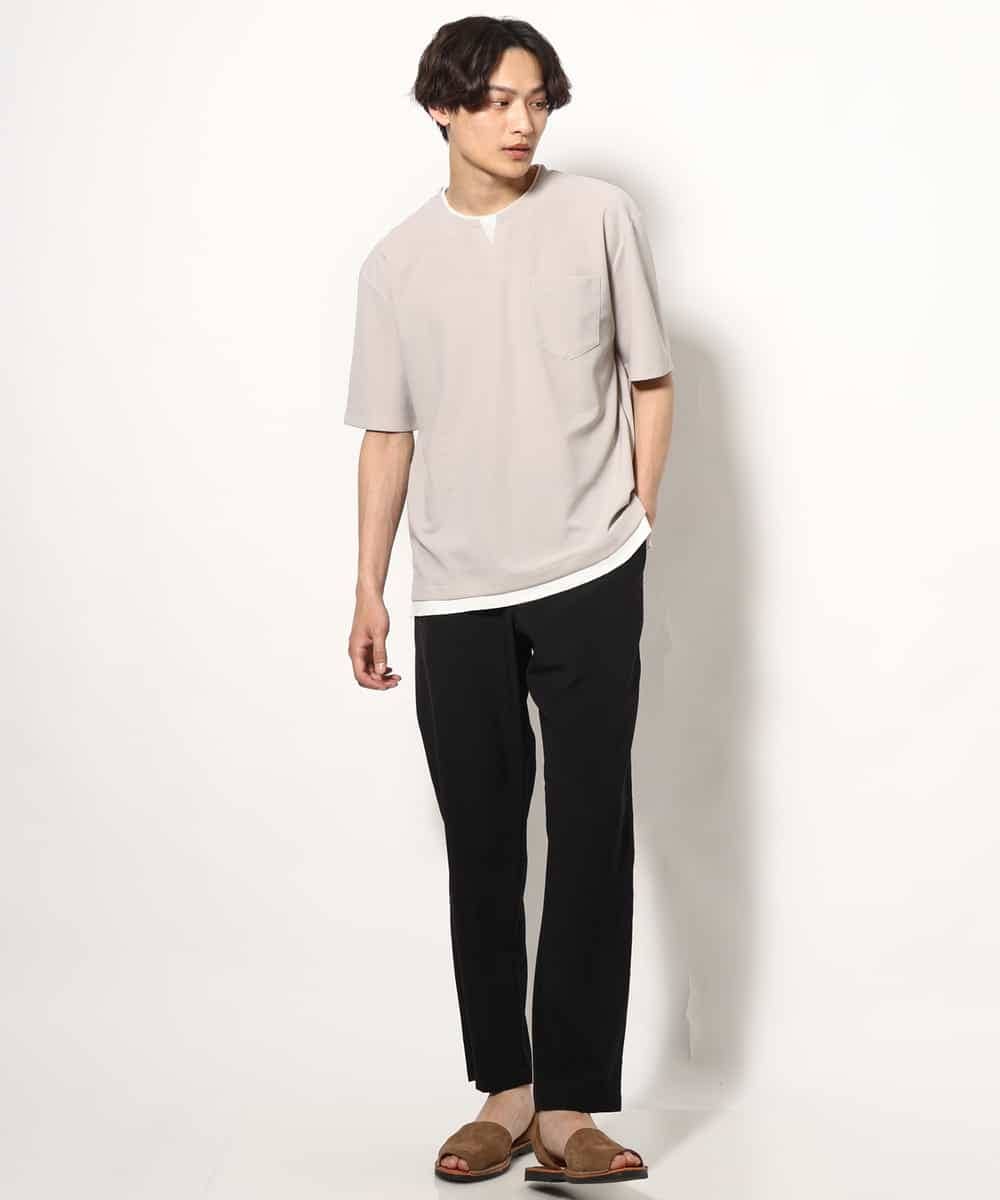 KHKGV50044 a.v.v MEN(アー・ヴェ・ヴェ) 【定番アイテム】梨地フェイクレイヤードカットソー(Good Teeシリーズ） ダークグレー