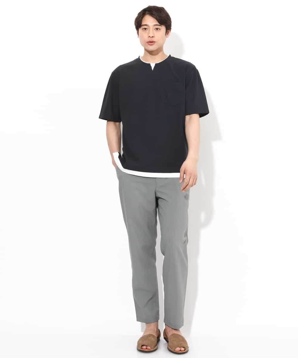 KHKGV50044 a.v.v MEN(アー・ヴェ・ヴェ) 【定番アイテム】梨地フェイクレイヤードカットソー(Good Teeシリーズ） ダークグレー