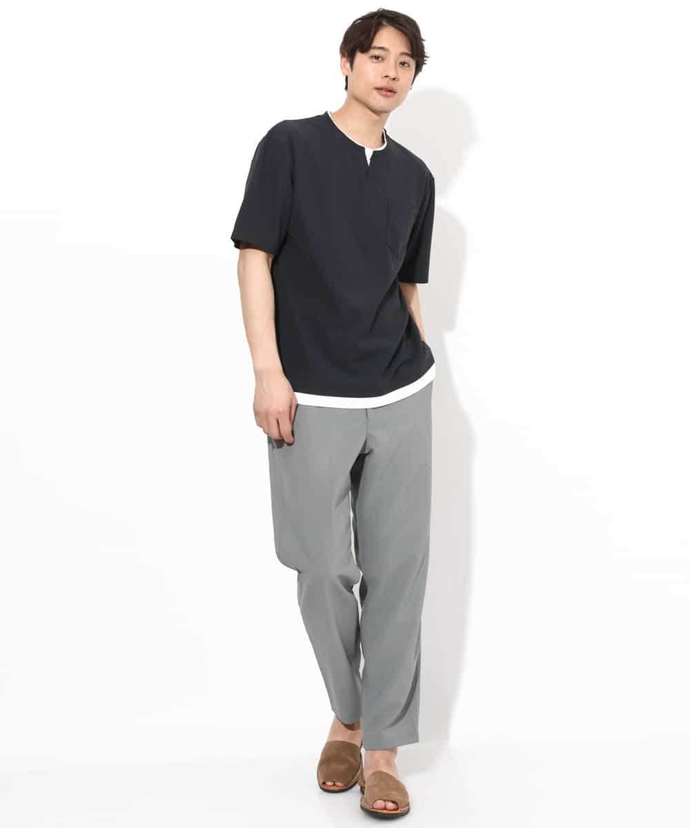 KHKGV50044 a.v.v MEN(アー・ヴェ・ヴェ) 【定番アイテム】梨地フェイクレイヤードカットソー(Good Teeシリーズ） ダークグレー
