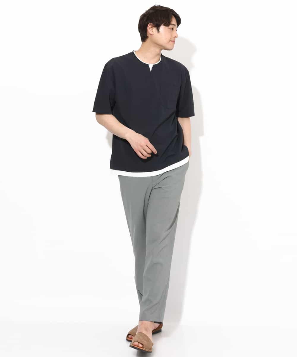 KHKGV50044 a.v.v MEN(アー・ヴェ・ヴェ) 【定番アイテム】梨地フェイクレイヤードカットソー(Good Teeシリーズ） ダークグレー
