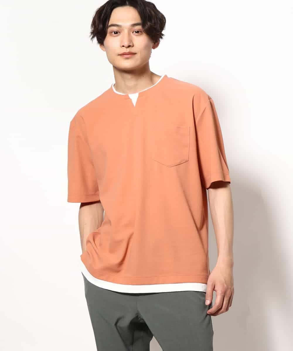 KHKGV50044 a.v.v MEN(アー・ヴェ・ヴェ) 【定番アイテム】梨地フェイクレイヤードカットソー(Good Teeシリーズ） ダークグレー