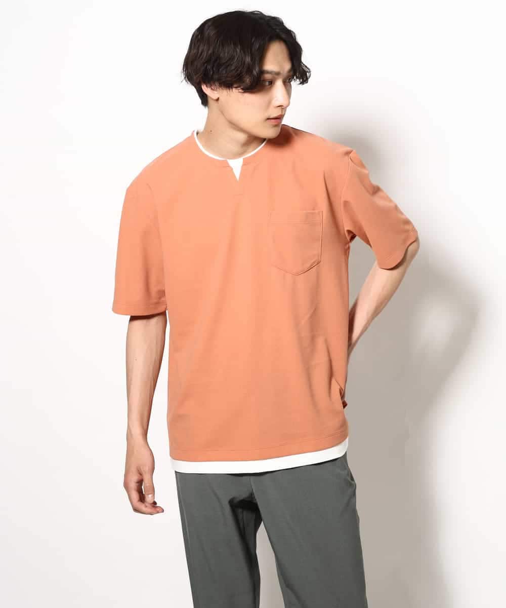KHKGV50044 a.v.v MEN(アー・ヴェ・ヴェ) 【定番アイテム】梨地フェイクレイヤードカットソー(Good Teeシリーズ） ダークグレー