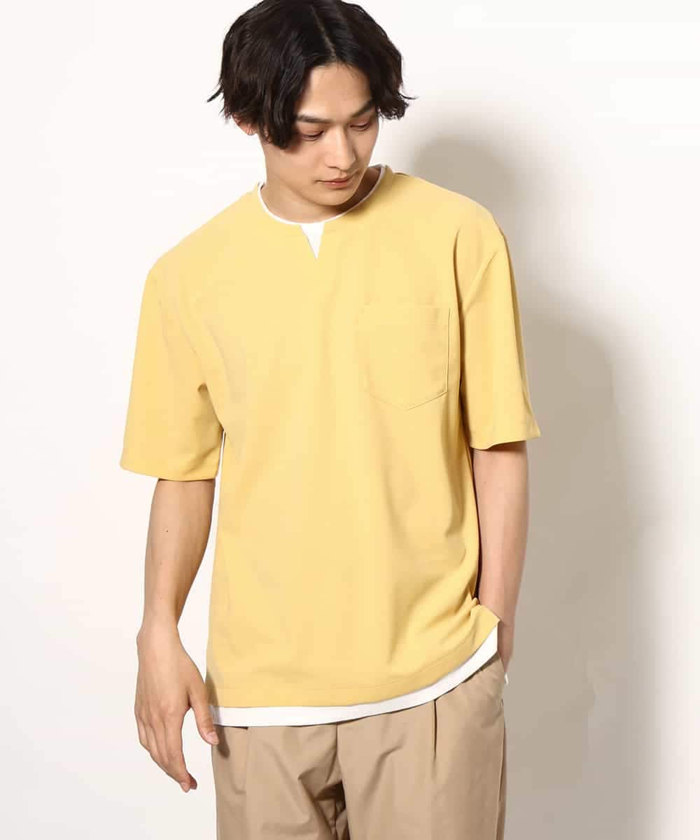 KHKGV50044 a.v.v MEN(アー・ヴェ・ヴェ) 【定番アイテム】梨地フェイクレイヤードカットソー(Good Teeシリーズ） ダークグレー
