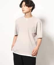 KHKGV50044 a.v.v MEN(アー・ヴェ・ヴェ) 【定番アイテム】梨地フェイクレイヤードカットソー(Good Teeシリーズ） ダークグレー