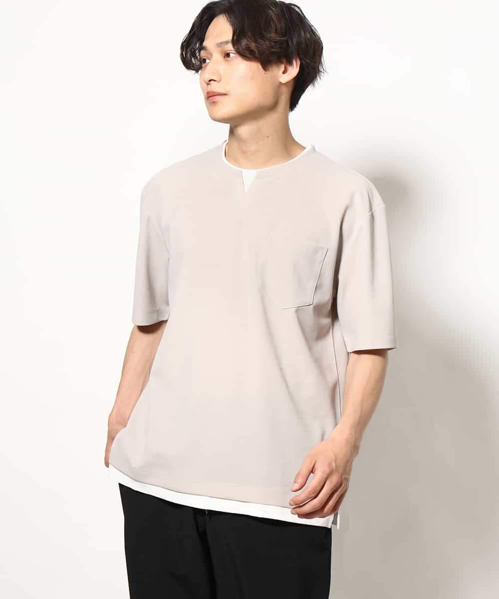 KHKGV50044 a.v.v MEN(アー・ヴェ・ヴェ) 【定番アイテム】梨地フェイクレイヤードカットソー(Good Teeシリーズ） ダークグレー