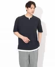 KHKGV50044 a.v.v MEN(アー・ヴェ・ヴェ) 【定番アイテム】梨地フェイクレイヤードカットソー(Good Teeシリーズ） ダークグレー