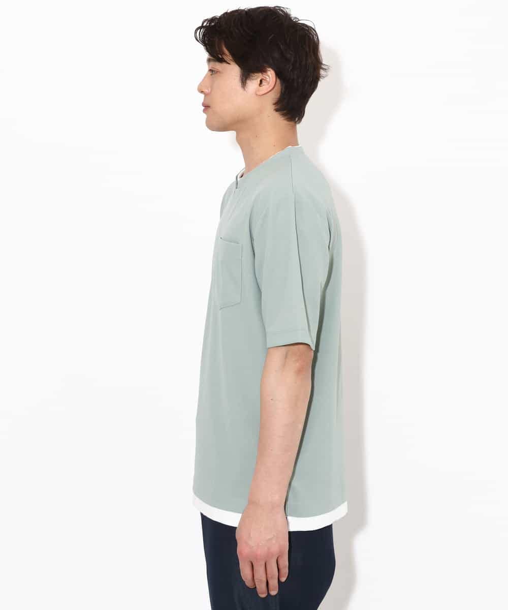 KHKGV50044 a.v.v MEN(アー・ヴェ・ヴェ) 【定番アイテム】梨地フェイクレイヤードカットソー(Good Teeシリーズ） ダークグレー