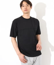 KHKGV53034 a.v.v MEN(アー・ヴェ・ヴェ) 【接触冷感】ピンタックデザインTシャツ（デザテクシリーズ） ブラック
