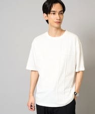 KHKGV53039 a.v.v MEN(アー・ヴェ・ヴェ) 【接触冷感/綿100％】ピンタックデザインTシャツ（デザテクシリーズ） ホワイト