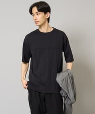 KHKGV53039 a.v.v MEN(アー・ヴェ・ヴェ) 【接触冷感/綿100％】ピンタックデザインTシャツ（デザテクシリーズ） ブラック