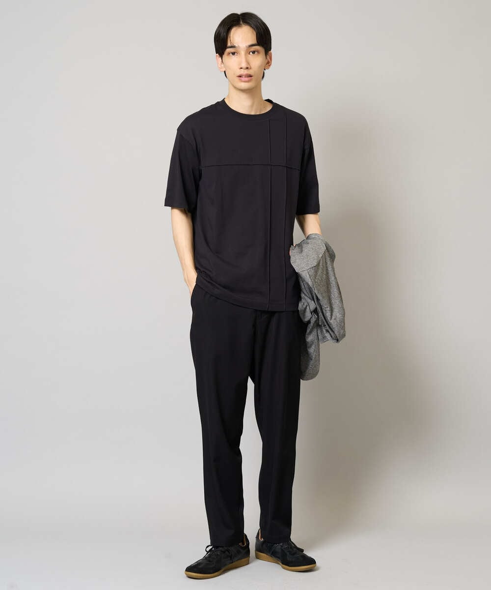 KHKGV53039 a.v.v MEN(アー・ヴェ・ヴェ) 【接触冷感/綿100％】ピンタックデザインTシャツ（デザテクシリーズ） ブラック
