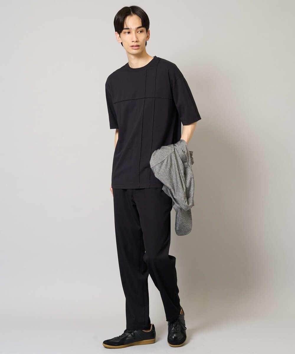 KHKGV53039 a.v.v MEN(アー・ヴェ・ヴェ) 【接触冷感/綿100％】ピンタックデザインTシャツ（デザテクシリーズ） ブラック