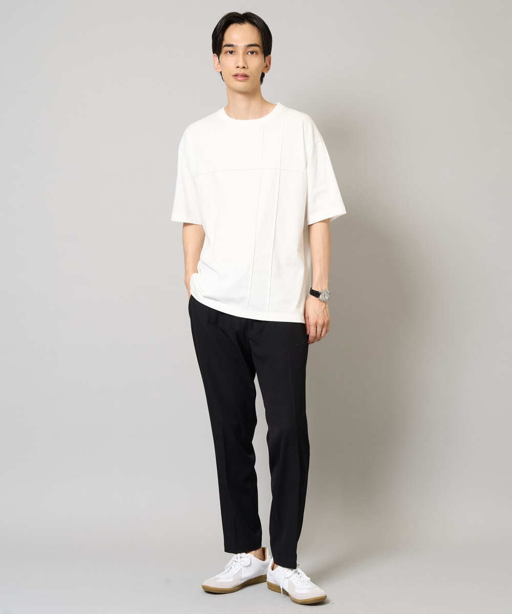 KHKGV53039 a.v.v MEN(アー・ヴェ・ヴェ) 【接触冷感/綿100％】ピンタックデザインTシャツ（デザテクシリーズ） ブラック
