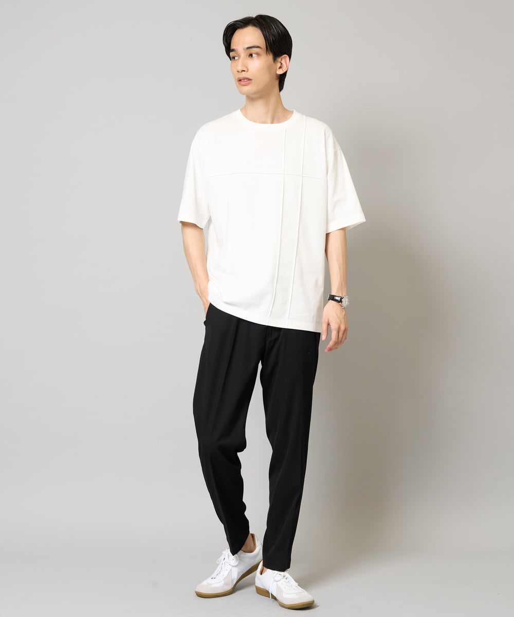KHKGV53039 a.v.v MEN(アー・ヴェ・ヴェ) 【接触冷感/綿100％】ピンタックデザインTシャツ（デザテクシリーズ） ブラック