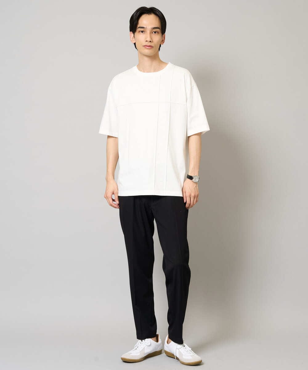 KHKGV53039 a.v.v MEN(アー・ヴェ・ヴェ) 【接触冷感/綿100％】ピンタックデザインTシャツ（デザテクシリーズ） ブラック