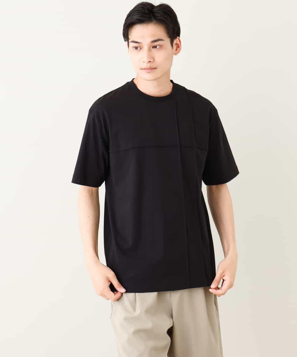 KHKGV53039 a.v.v MEN(アー・ヴェ・ヴェ) 【定番アイテム】ピンタックデザインTシャツ（デザテクシリーズ） ブラック