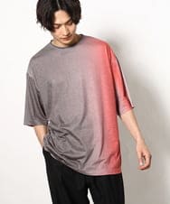KHKGV54044 a.v.v MEN(アー・ヴェ・ヴェ) グラデーションプリントワイドシルエットＴシャツ ５分袖 オレンジ