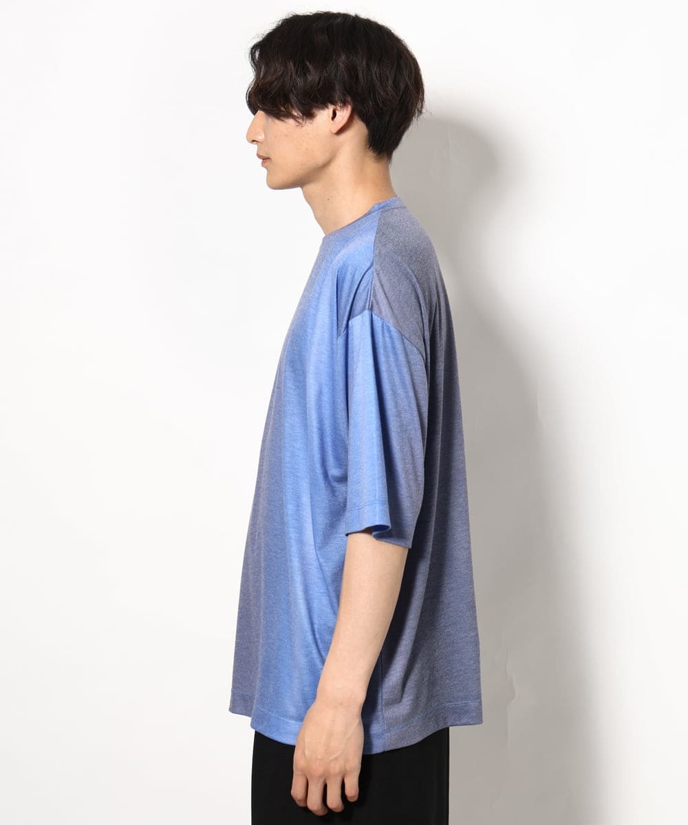 KHKGV54044 a.v.v MEN(アー・ヴェ・ヴェ) グラデーションプリントワイドシルエットＴシャツ ５分袖 ブルー