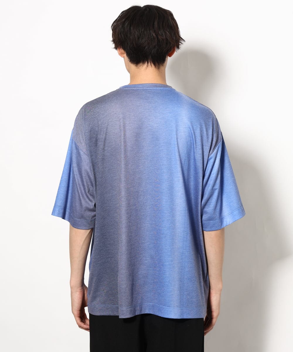 KHKGV54044 a.v.v MEN(アー・ヴェ・ヴェ) グラデーションプリントワイドシルエットＴシャツ ５分袖 ブルー