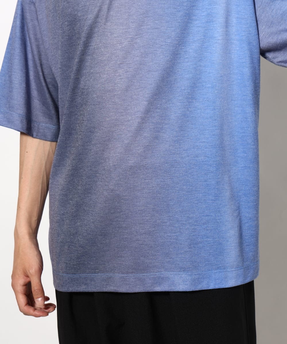 KHKGV54044 a.v.v MEN(アー・ヴェ・ヴェ) グラデーションプリントワイドシルエットＴシャツ ５分袖 ブルー