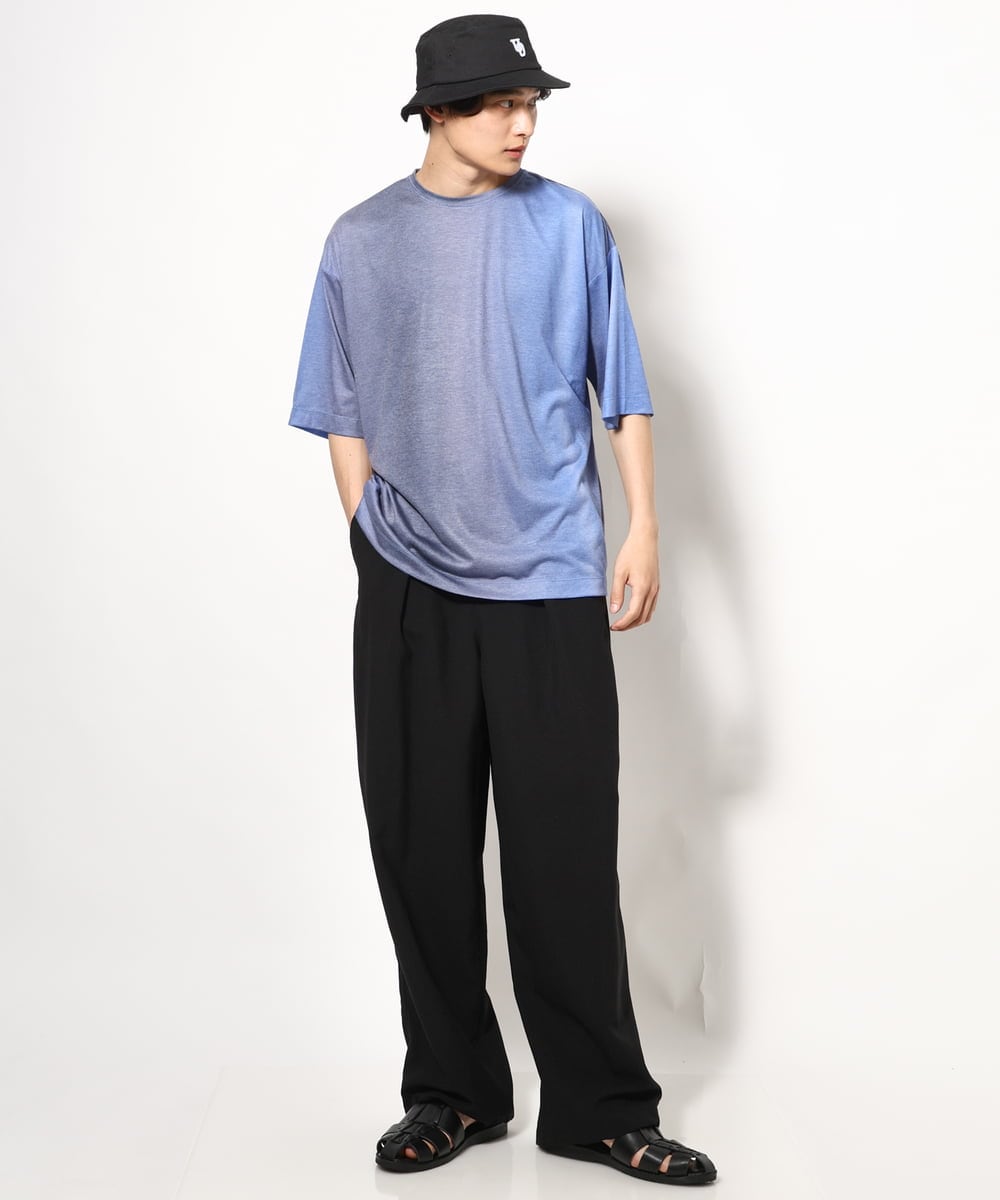 KHKGV54044 a.v.v MEN(アー・ヴェ・ヴェ) グラデーションプリントワイドシルエットＴシャツ ５分袖 ブルー