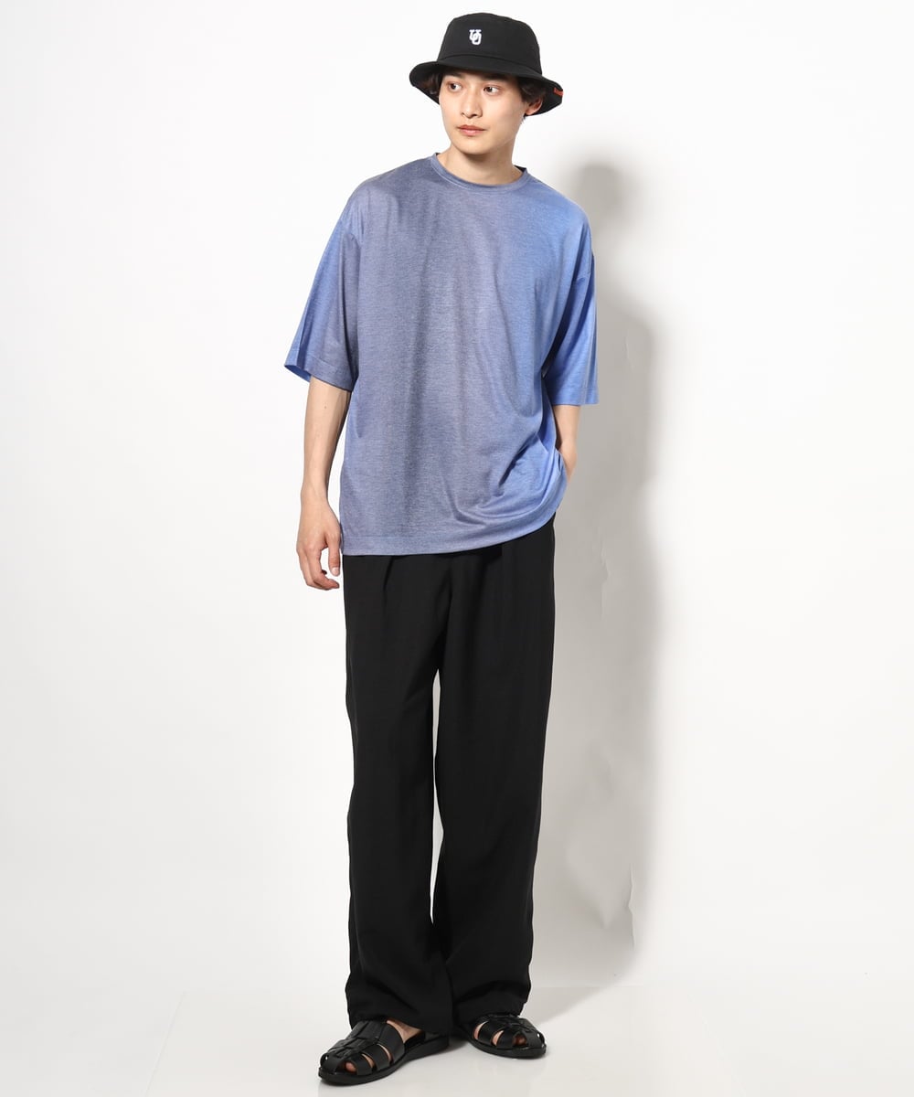 KHKGV54044 a.v.v MEN(アー・ヴェ・ヴェ) グラデーションプリントワイドシルエットＴシャツ ５分袖 ブルー